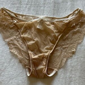 Elegant Lace Trimmed Tan Panties